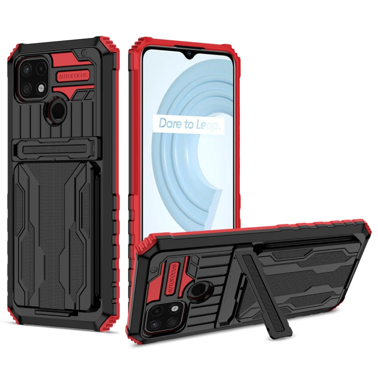 For OPPO Realme C21 Kickstand Armor Card Wallet Phone Case
