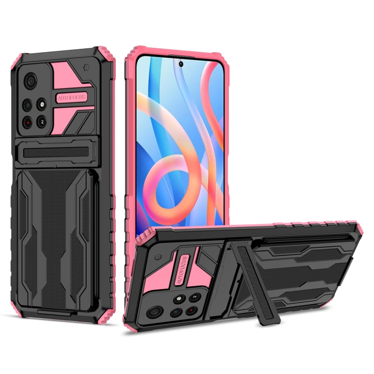 For Xiaomi Redmi Note 11 5G/Poco M4 Pro 5G Kickstand Armor Card Wallet Phone Case