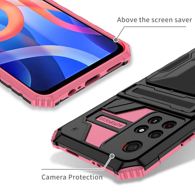 For Xiaomi Redmi Note 11 5G/Poco M4 Pro 5G Kickstand Armor Card Wallet Phone Case