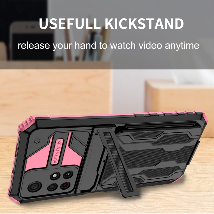 For Xiaomi Redmi Note 11 5G/Poco M4 Pro 5G Kickstand Armor Card Wallet Phone Case
