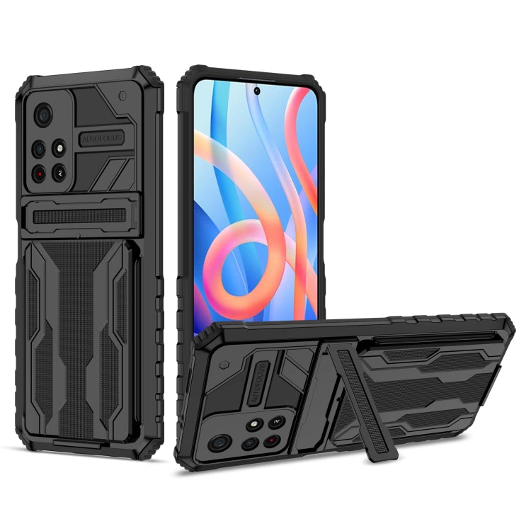 For Xiaomi Redmi Note 11 5G/Poco M4 Pro 5G Kickstand Armor Card Wallet Phone Case