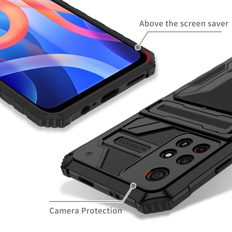 For Xiaomi Redmi Note 11 5G/Poco M4 Pro 5G Kickstand Armor Card Wallet Phone Case