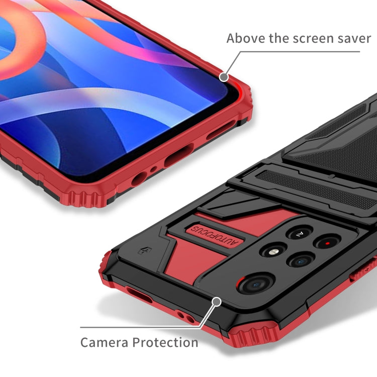 For Xiaomi Redmi Note 11 5G/Poco M4 Pro 5G Kickstand Armor Card Wallet Phone Case