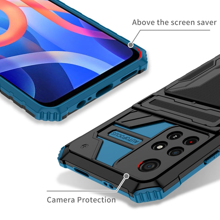 For Xiaomi Redmi Note 11 5G/Poco M4 Pro 5G Kickstand Armor Card Wallet Phone Case
