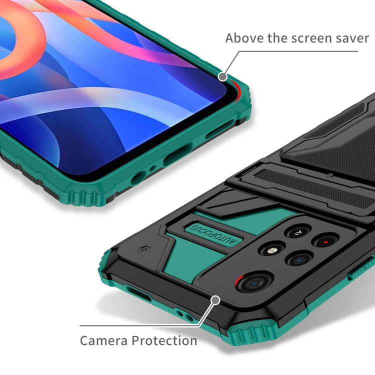 For Xiaomi Redmi Note 11 5G/Poco M4 Pro 5G Kickstand Armor Card Wallet Phone Case
