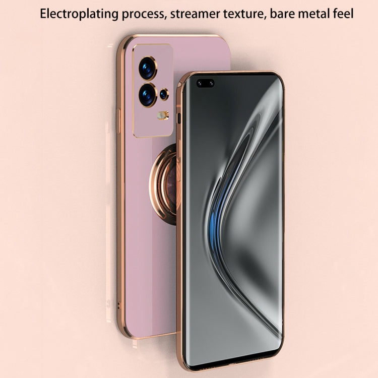 For vivo iQOO8 Pro 6D Electroplating Full Coverage Silicone Protective Case with Magnetic Ring Holder