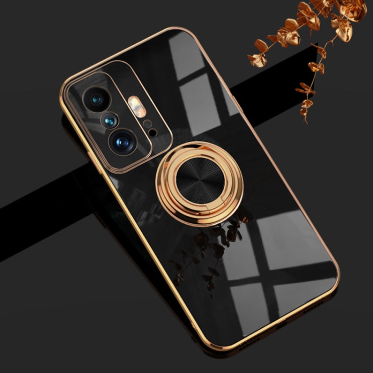 For Xiaomi Mi 11T / Mi 11T Pro 6D Electroplating Full Coverage Silicone Protective Case with Magnetic Ring Holder