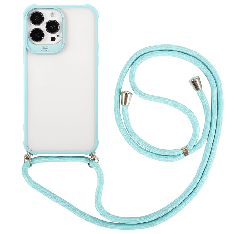 For iPhone 13 Pro Macaron Color Phone Case with Lanyard