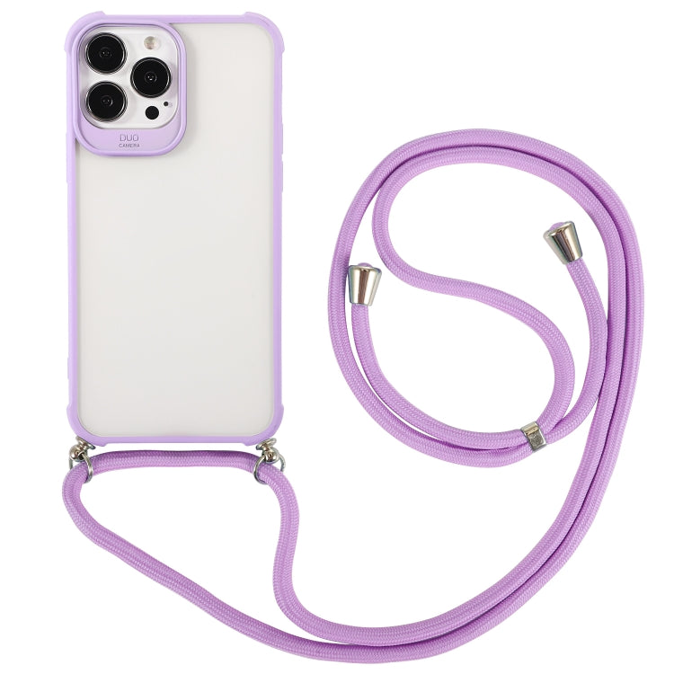 For iPhone 13 Pro Macaron Color Phone Case with Lanyard