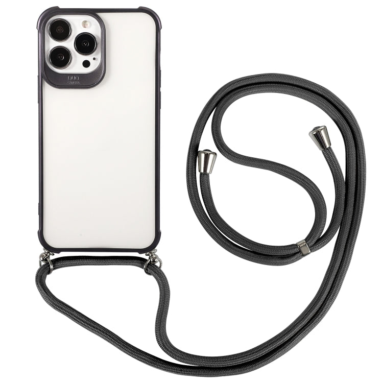 For iPhone 13 Pro Max Macaron Color Phone Case with Lanyard