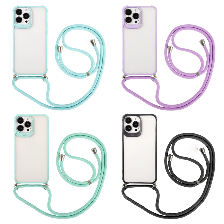For iPhone 13 Pro Max Macaron Color Phone Case with Lanyard