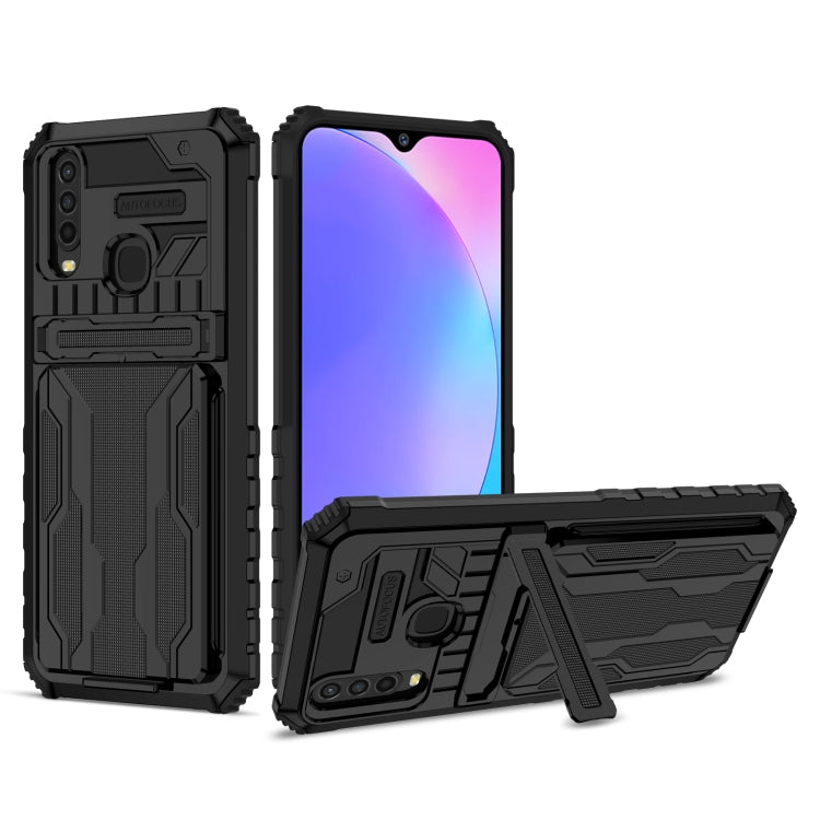 For vivo Y17 Armor Card PC + TPU Shockproof Phone Case with Card Slot & Invisible Holder