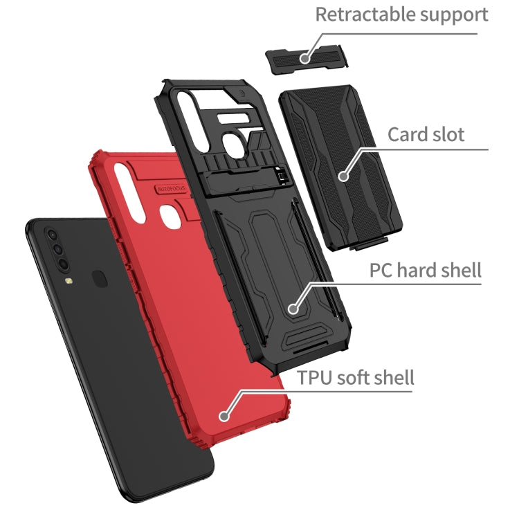 For vivo Y17 Armor Card PC + TPU Shockproof Phone Case with Card Slot & Invisible Holder