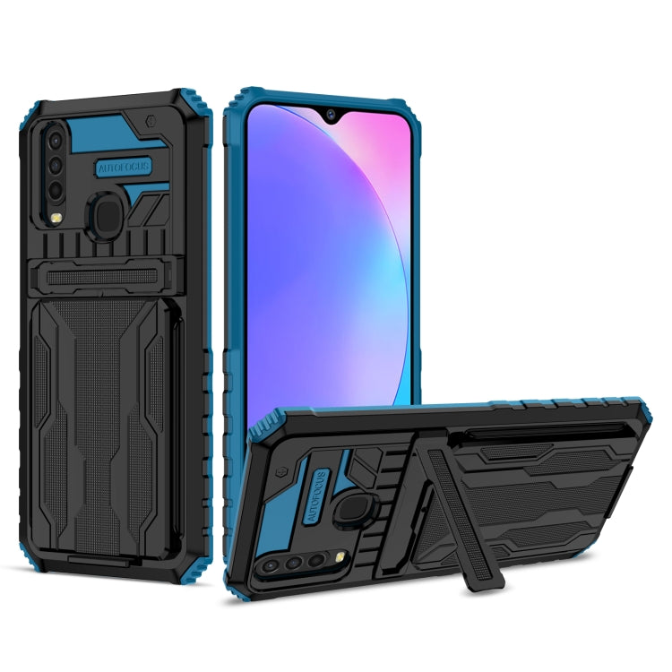 For vivo Y17 Armor Card PC + TPU Shockproof Phone Case with Card Slot & Invisible Holder