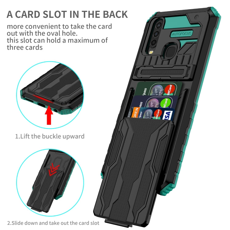 For vivo Y17 Armor Card PC + TPU Shockproof Phone Case with Card Slot & Invisible Holder