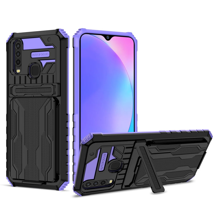 For vivo Y17 Armor Card PC + TPU Shockproof Phone Case with Card Slot & Invisible Holder