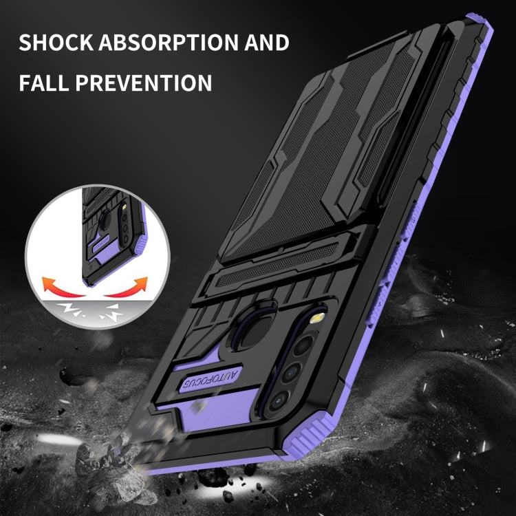 For vivo Y17 Armor Card PC + TPU Shockproof Phone Case with Card Slot & Invisible Holder