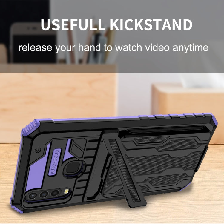 For vivo Y17 Armor Card PC + TPU Shockproof Phone Case with Card Slot & Invisible Holder