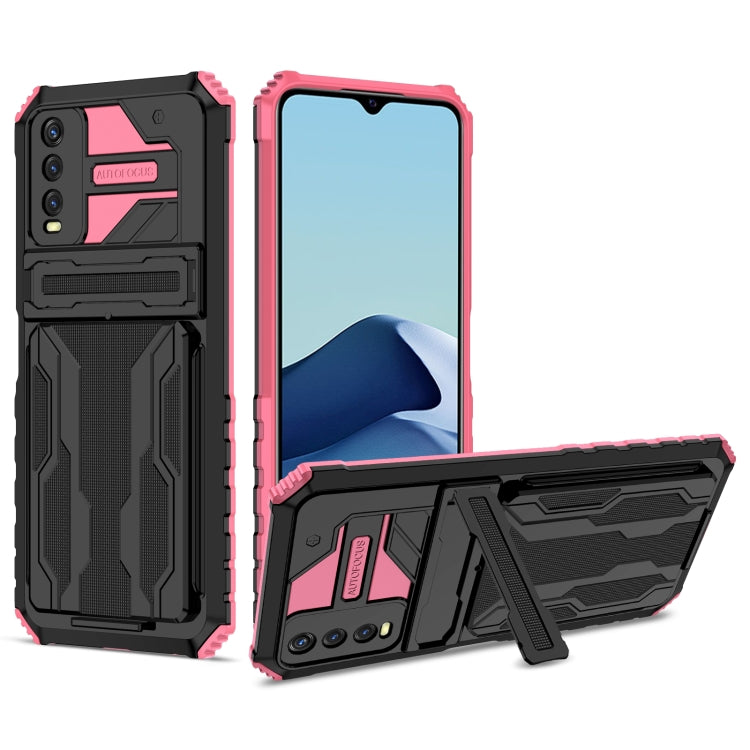 For vivo Y20 Armor Card PC + TPU Shockproof Phone Case with Card Slot & Invisible Holder