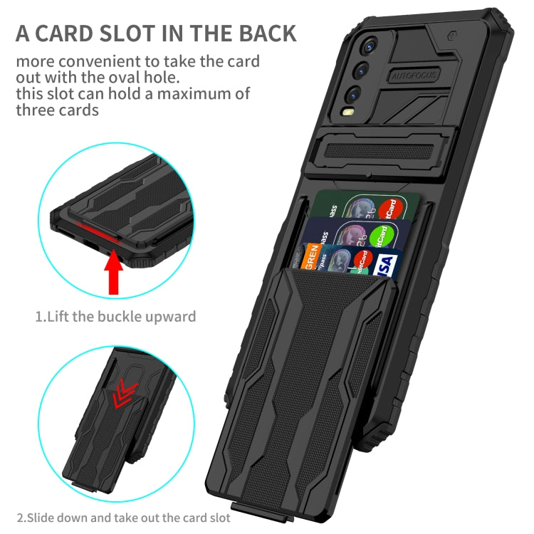 For vivo Y20 Armor Card PC + TPU Shockproof Phone Case with Card Slot & Invisible Holder