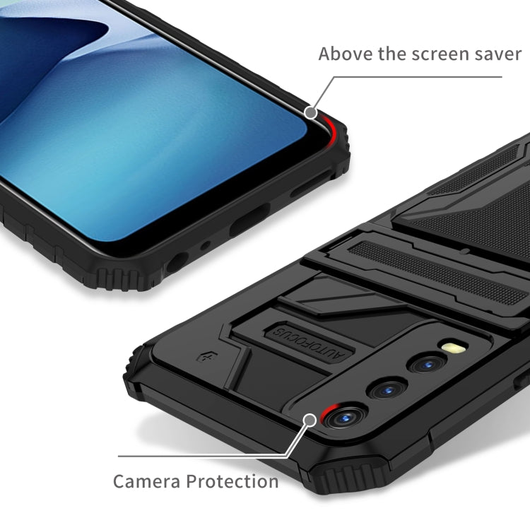 For vivo Y20 Armor Card PC + TPU Shockproof Phone Case with Card Slot & Invisible Holder
