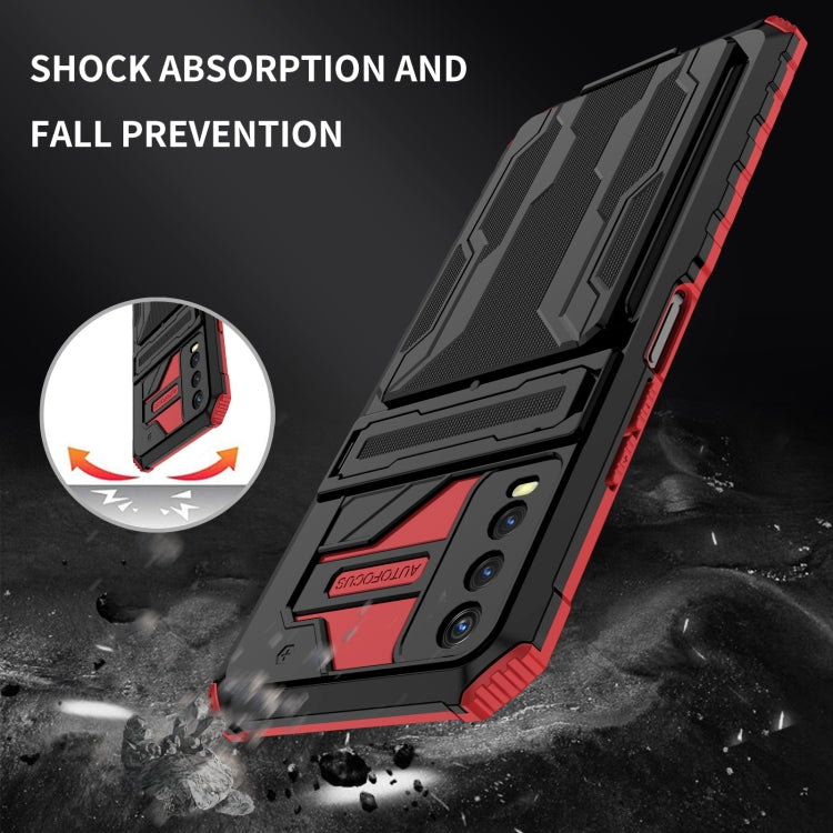 For vivo Y20 Armor Card PC + TPU Shockproof Phone Case with Card Slot & Invisible Holder