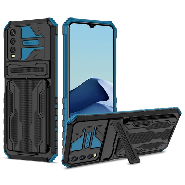 For vivo Y20 Armor Card PC + TPU Shockproof Phone Case with Card Slot & Invisible Holder