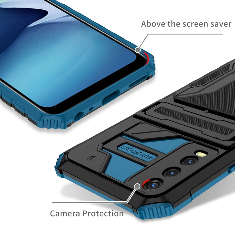 For vivo Y20 Armor Card PC + TPU Shockproof Phone Case with Card Slot & Invisible Holder