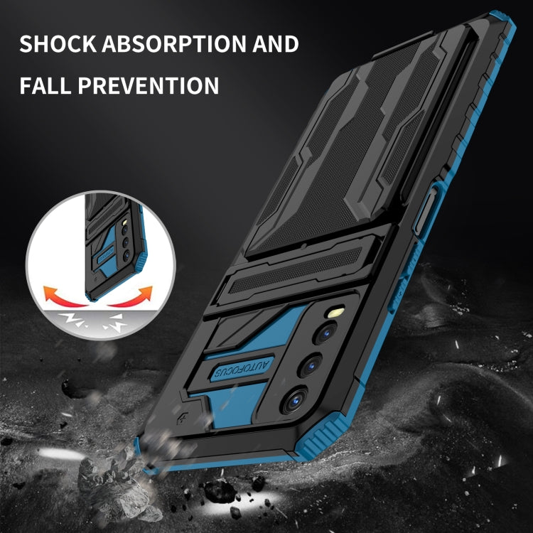 For vivo Y20 Armor Card PC + TPU Shockproof Phone Case with Card Slot & Invisible Holder