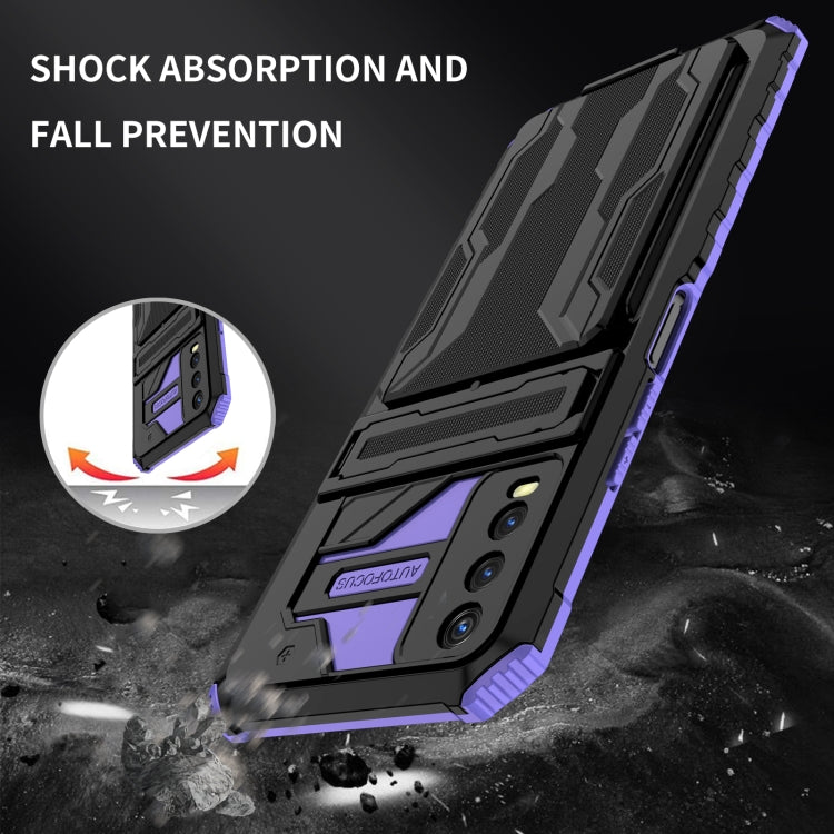 For vivo Y20 Armor Card PC + TPU Shockproof Phone Case with Card Slot & Invisible Holder