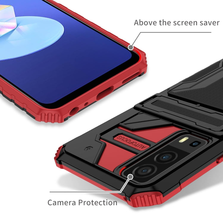 For vivo Y72 5G / Y53s Armor Card PC + TPU Shockproof Phone Case with Card Slot & Invisible Holder