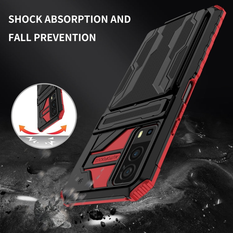 For vivo Y72 5G / Y53s Armor Card PC + TPU Shockproof Phone Case with Card Slot & Invisible Holder