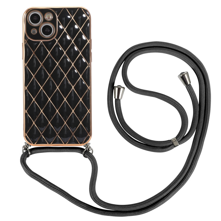 For iPhone 13 mini Electroplating Lambskin Lanyard Phone Case