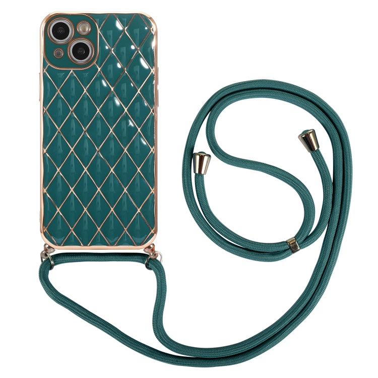 For iPhone 13 Pro Electroplating Lambskin Lanyard Phone Case