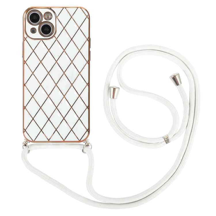 For iPhone 13 Pro Max Electroplating Lambskin Lanyard Phone Case