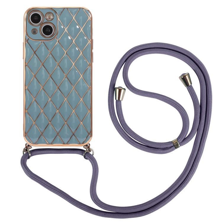 For iPhone 13 Pro Max Electroplating Lambskin Lanyard Phone Case