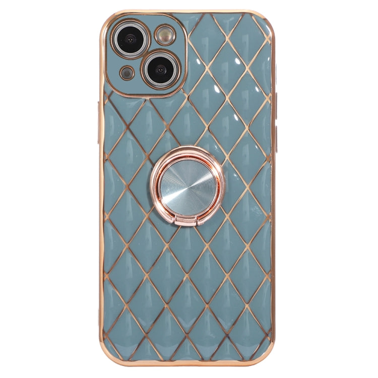 For iPhone 13 Electroplating Lambskin Ring Holder Phone Case