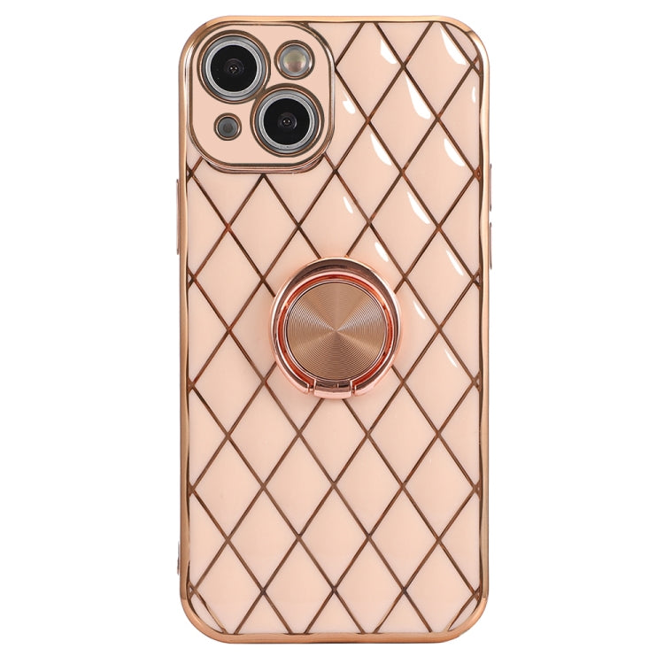For iPhone 13 Electroplating Lambskin Ring Holder Phone Case