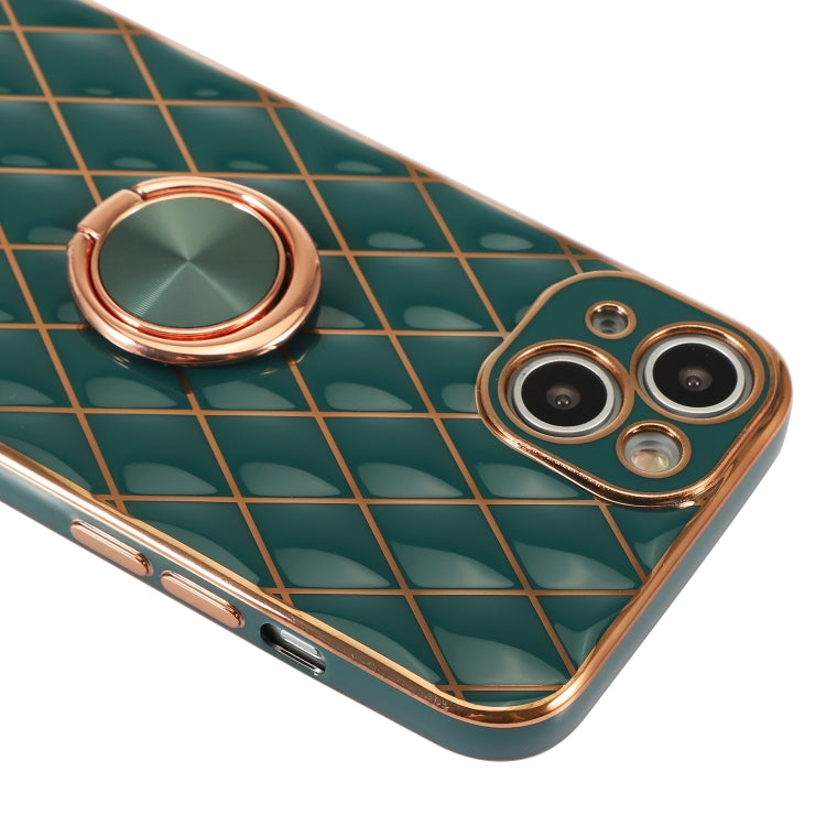 For iPhone 13 Electroplating Lambskin Ring Holder Phone Case