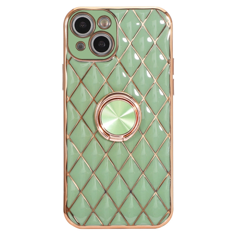For iPhone 13 Pro Electroplating Lambskin Ring Holder Phone Case