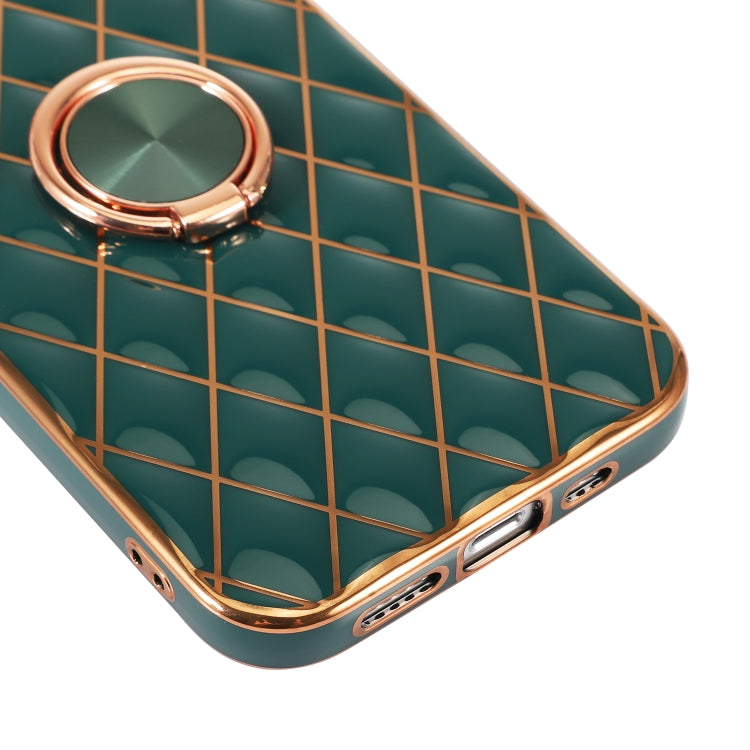 For iPhone 13 Pro Electroplating Lambskin Ring Holder Phone Case
