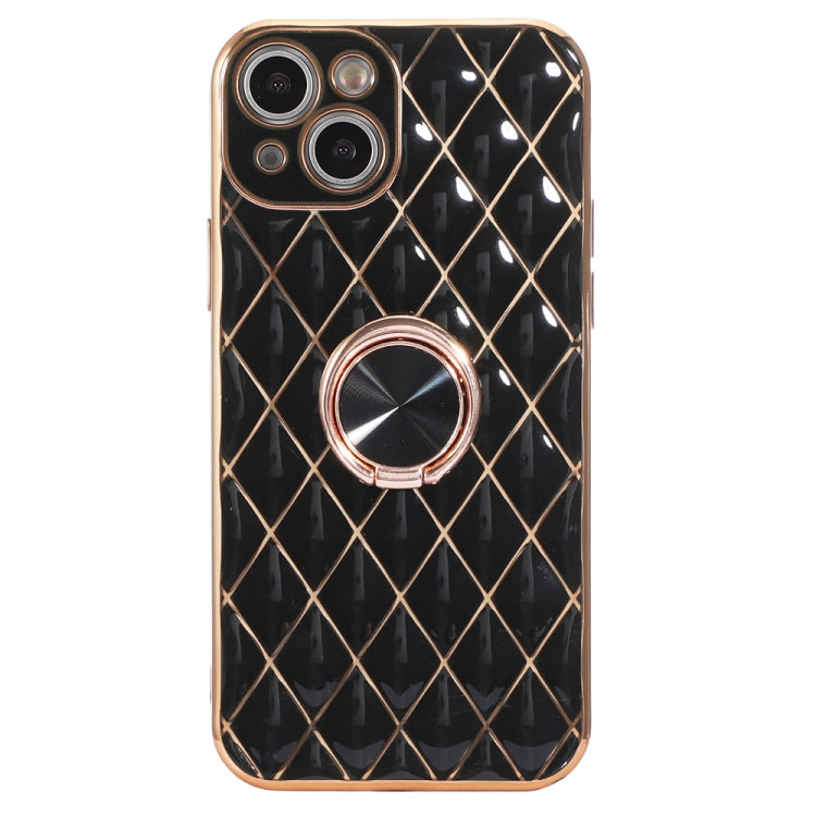 For iPhone 13 Pro Max Electroplating Lambskin Ring Holder Phone Case