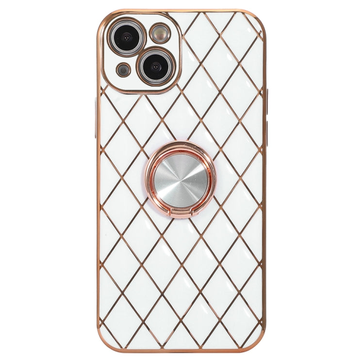For iPhone 13 Pro Max Electroplating Lambskin Ring Holder Phone Case