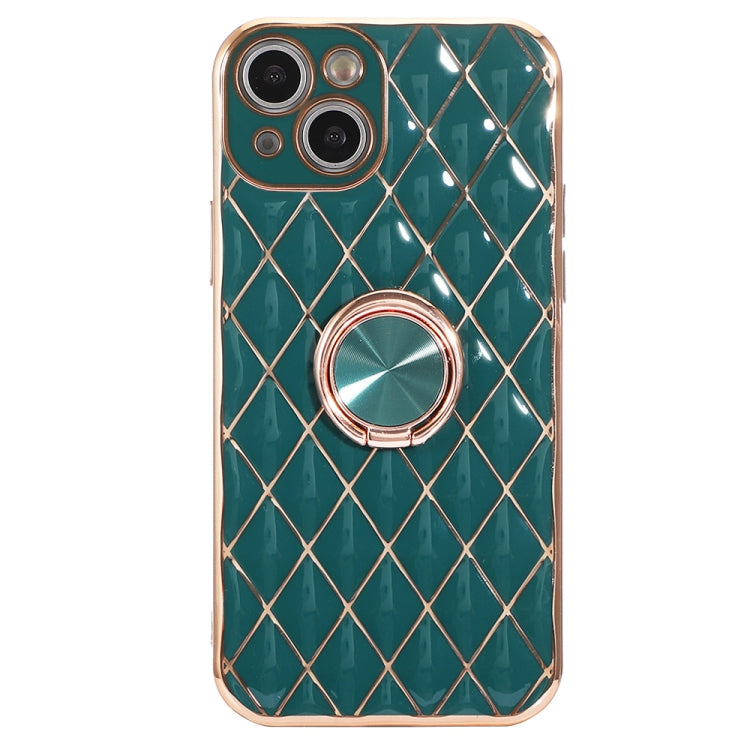 For iPhone 13 Pro Max Electroplating Lambskin Ring Holder Phone Case