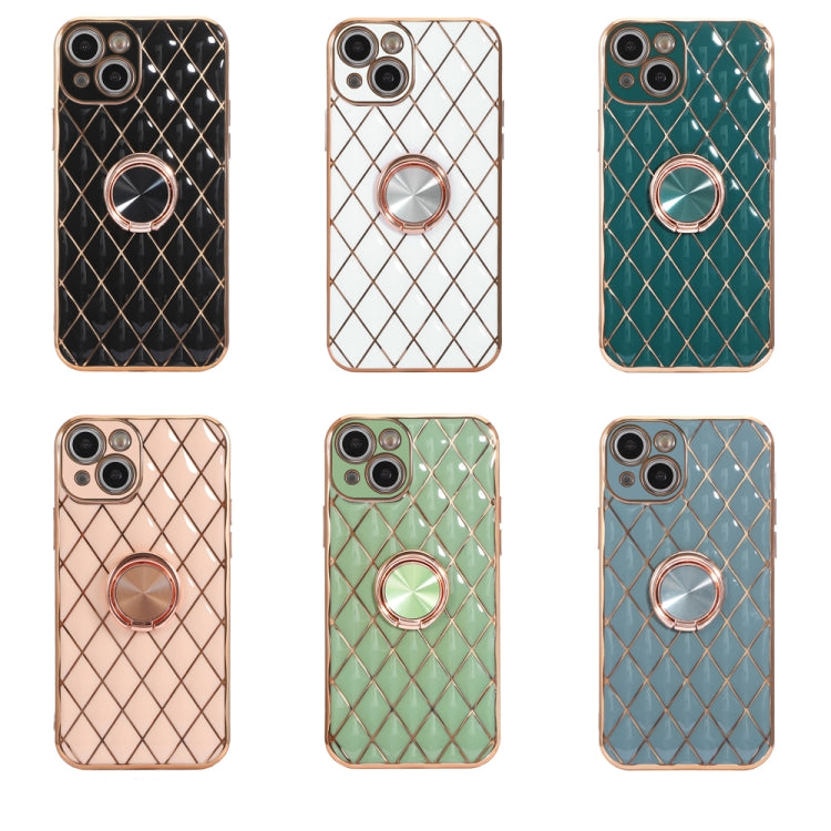 For iPhone 13 Pro Max Electroplating Lambskin Ring Holder Phone Case