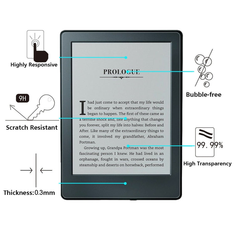 9H 2.5D Explosion-proof Tempered Tablet Glass Film For Amazon Kindle 8th 2016
