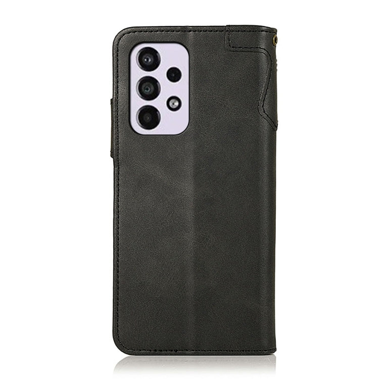 For Samsung Galaxy A33 5G KHAZNEH Dual-Splicing Cowhide Texture Horizontal Flip Leather Phone Case with Holder & Card Slots & Wallet & Lanyard
