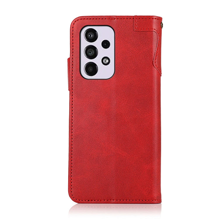For Samsung Galaxy A33 5G KHAZNEH Dual-Splicing Cowhide Texture Horizontal Flip Leather Phone Case with Holder & Card Slots & Wallet & Lanyard