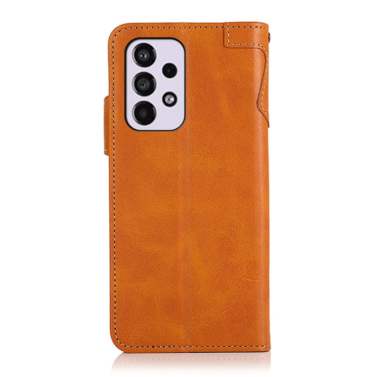 For Samsung Galaxy A33 5G KHAZNEH Dual-Splicing Cowhide Texture Horizontal Flip Leather Phone Case with Holder & Card Slots & Wallet & Lanyard