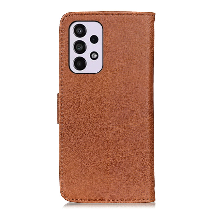 For Samsung Galaxy A33 5G KHAZNEH Cowhide Texture Horizontal Flip Leather Phone Case with Holder & Card Slots & Wallet